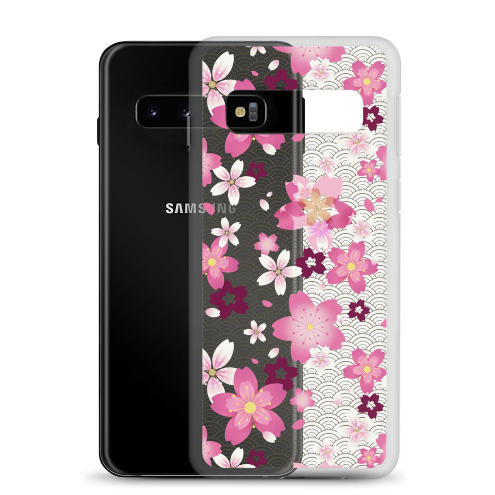 Sakura Samsung® Clear Case showcasing vibrant cherry blossoms, blending kawaii aesthetics with everyday protection.