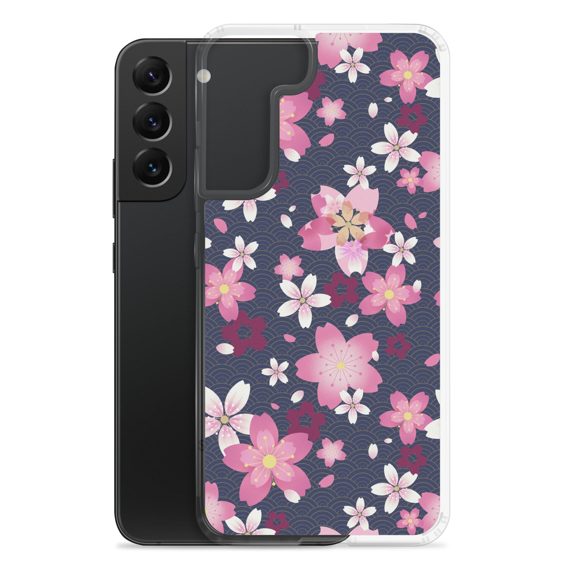 Sakura Samsung® Clear Case featuring vibrant cherry blossom design, perfect for kawaii aesthetics and everyday protection.