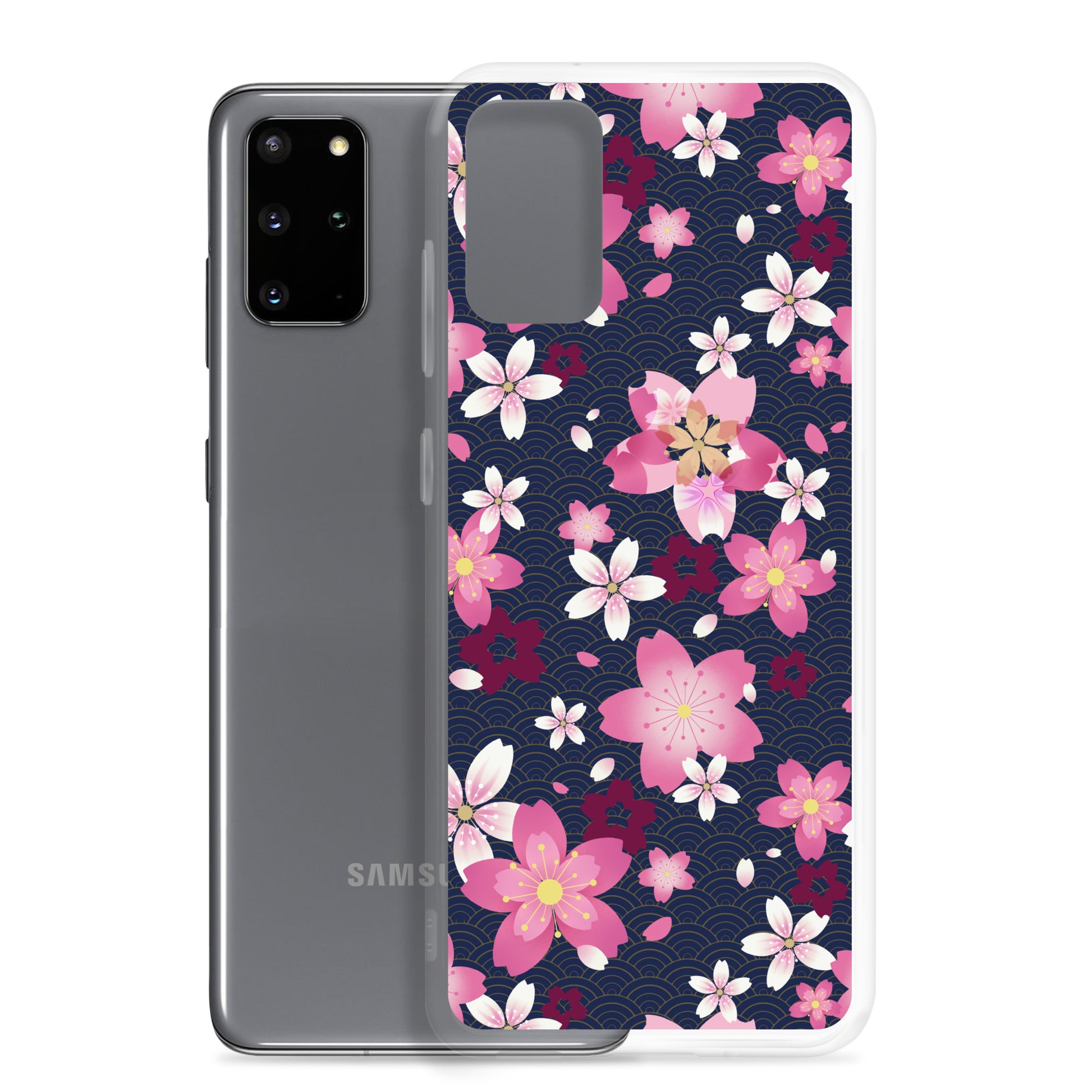 Sakura Samsung® Clear Case featuring vibrant cherry blossom design, perfect for kawaii aesthetic lovers.