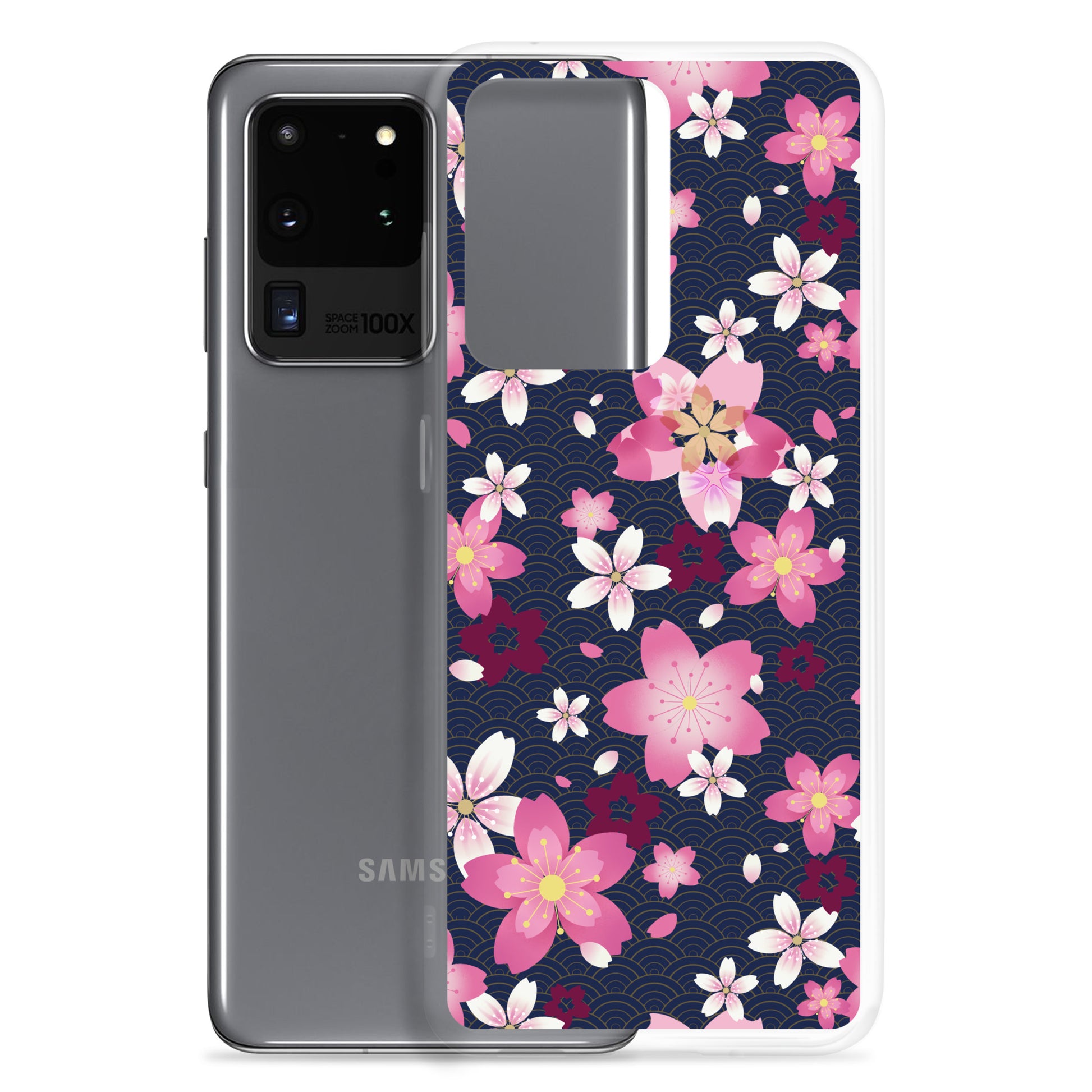 Sakura Samsung® Clear Case showcases beautiful cherry blossoms, perfect for kawaii aesthetics and everyday protection.