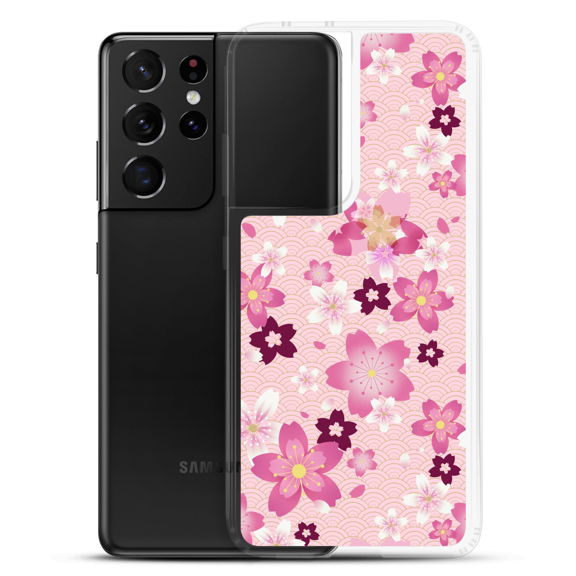 Sakura Samsung® Clear Case showcases a beautiful floral design, offering style and protection for your phone.