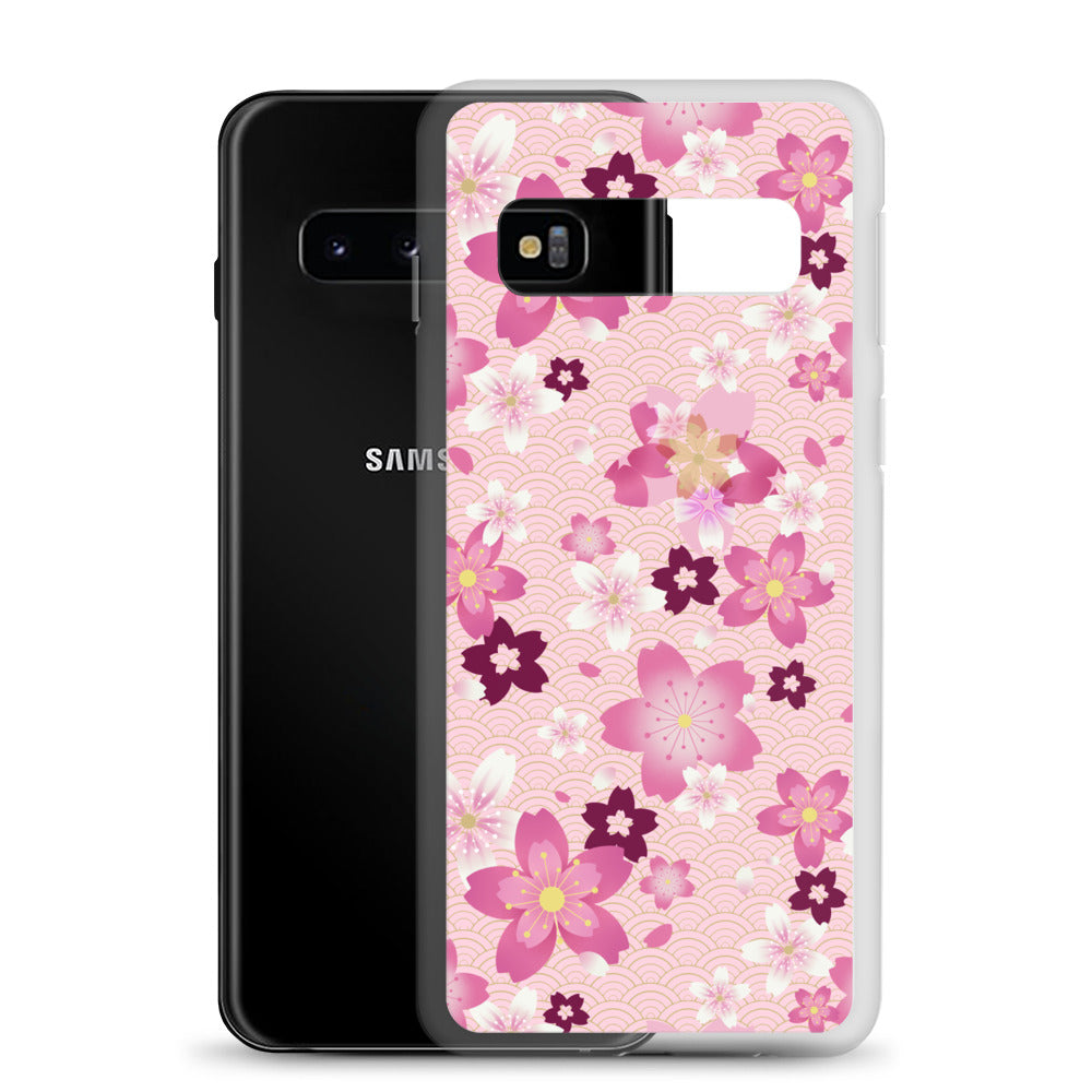 Sakura Samsung® Clear Case featuring a beautiful floral design, perfect for kawaii aesthetics and everyday protection.