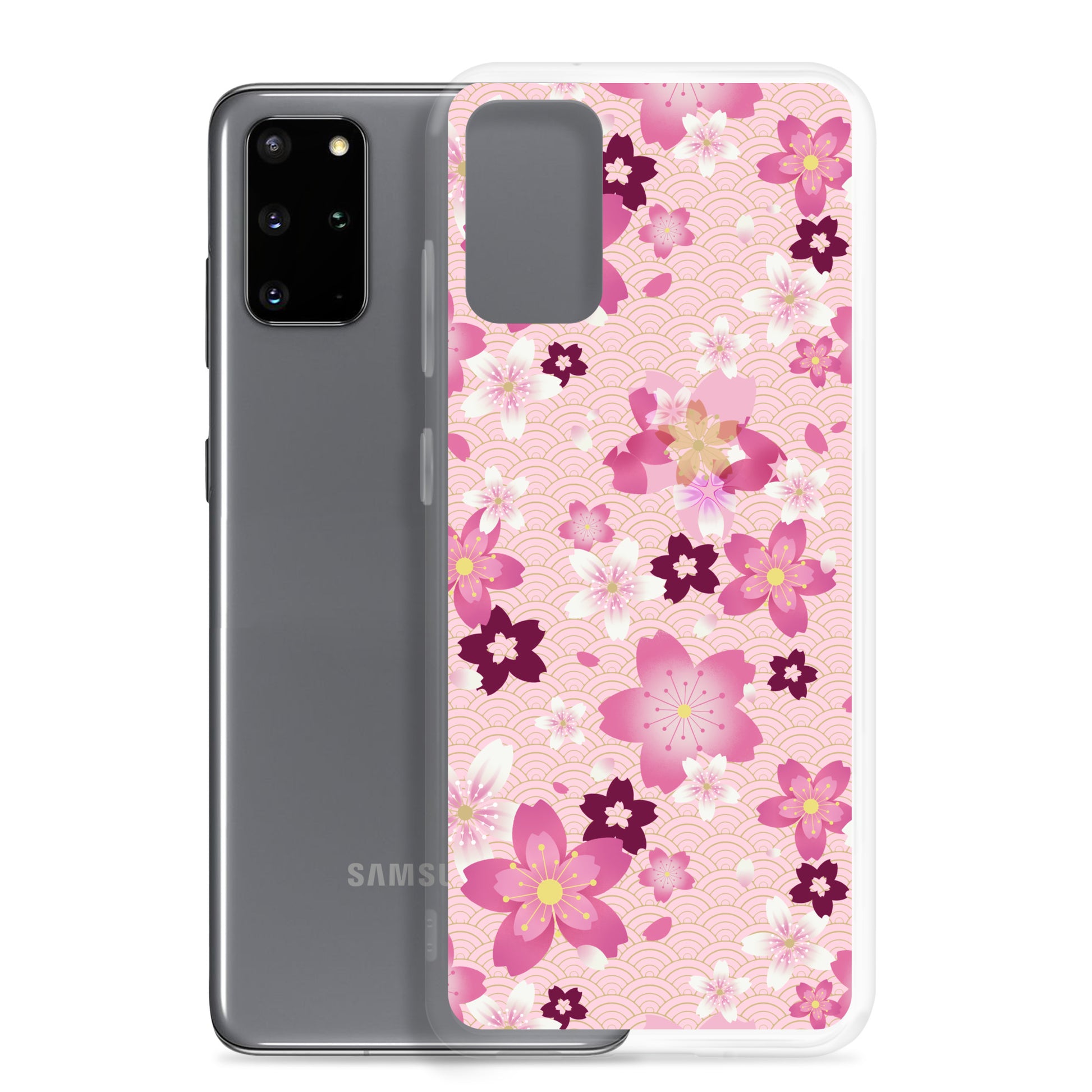 Sakura Samsung® Clear Case featuring vibrant floral design, perfect for kawaii aesthetics and everyday protection.