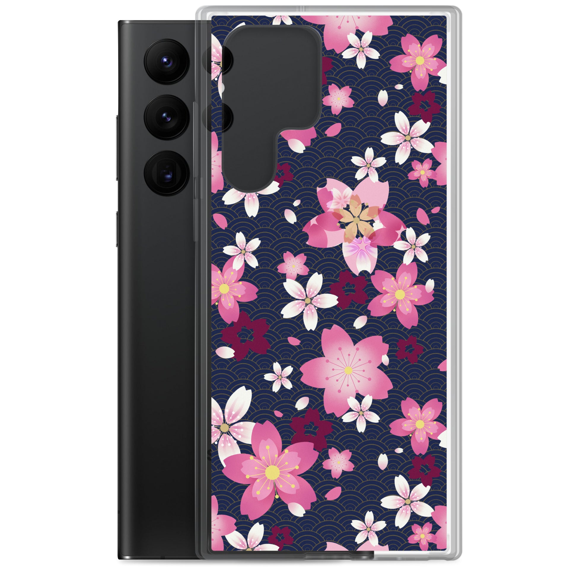 Elegant Sakura Samsung® Clear Case showcasing vibrant cherry blossoms, perfect for kawaii lovers and daily protection.