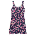 Sakura Skater Dress featuring a vibrant floral print, perfect for sunny outings and springtime cheer.