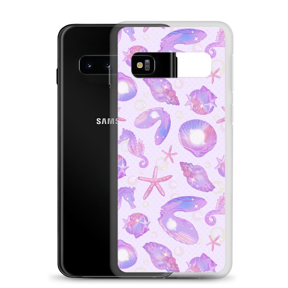 Stylishly protect your phone with the Sea Princess Samsung® Clear Case, featuring vibrant seashells and sparkles.