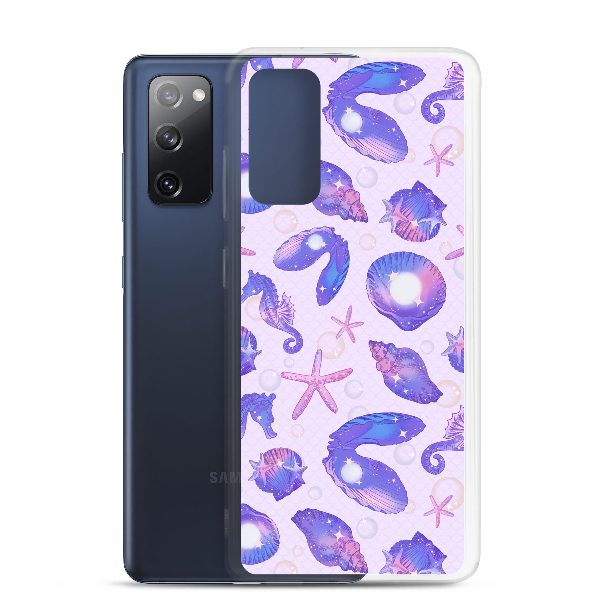 Protect your phone in style with the Sea Princess Samsung® Clear Case featuring sparkles and seashells.
