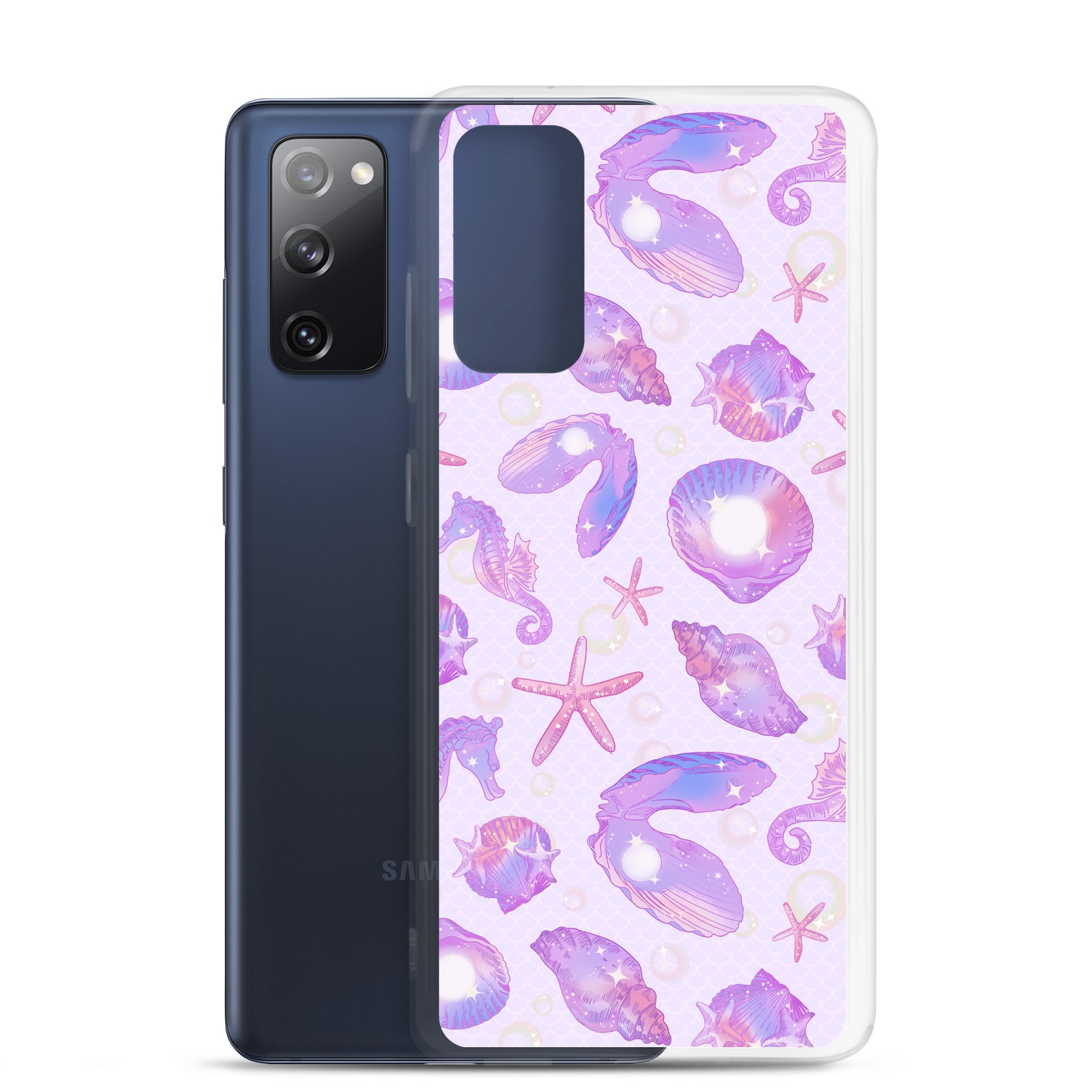 Protect your phone with style using the Sea Princess Samsung® Clear Case, featuring seashells and sparkles.