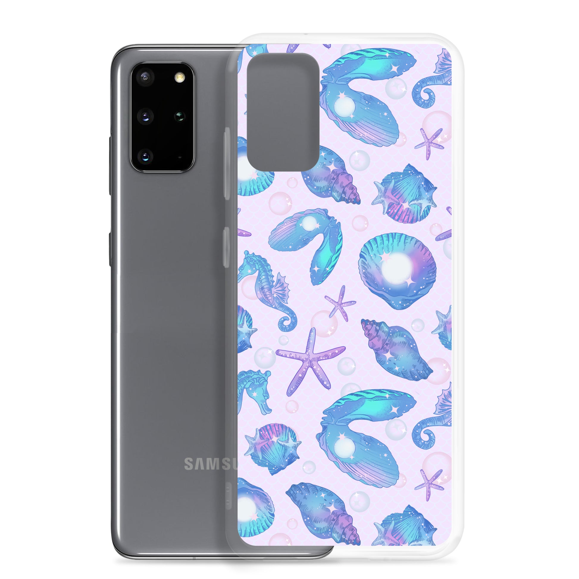 Protect your phone in style with the Sea Princess Samsung® Clear Case featuring vibrant seashells and sparkles.