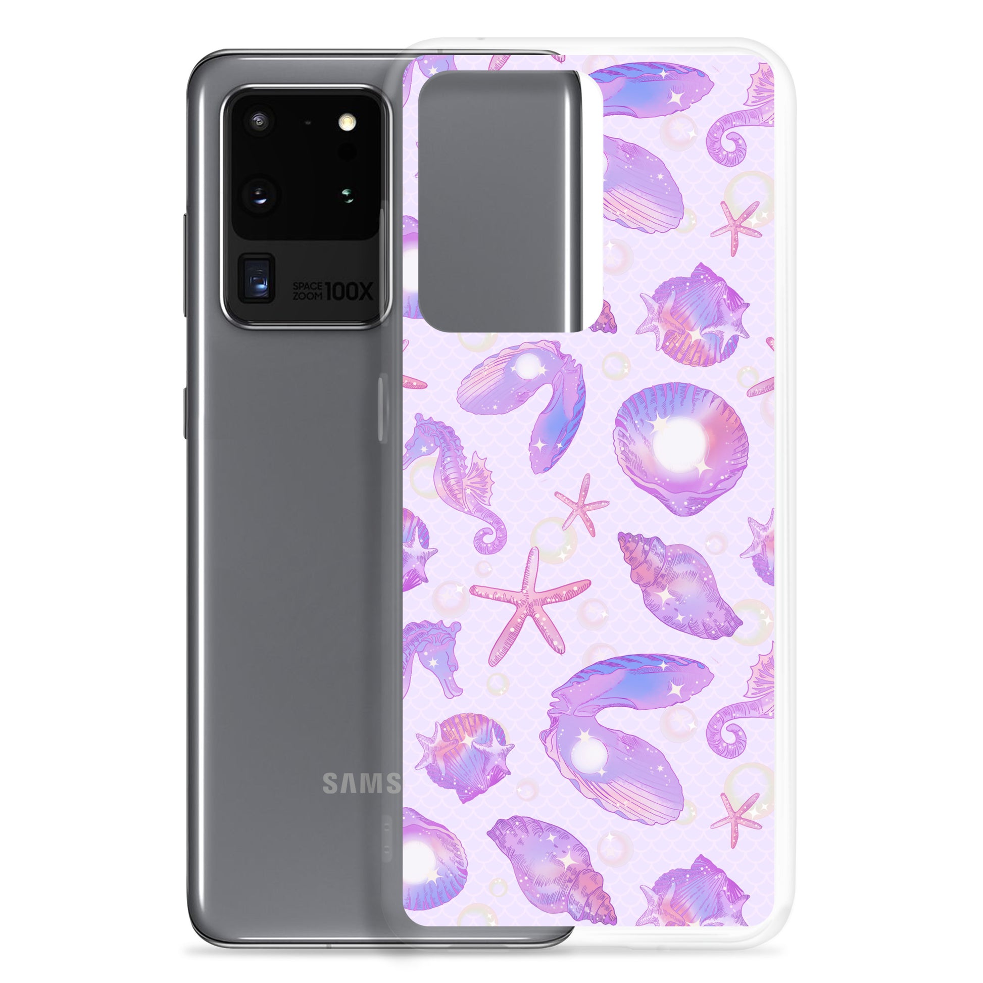 Protect your phone with the Sea Princess Samsung® Clear Case, featuring beautiful seashell and star designs.