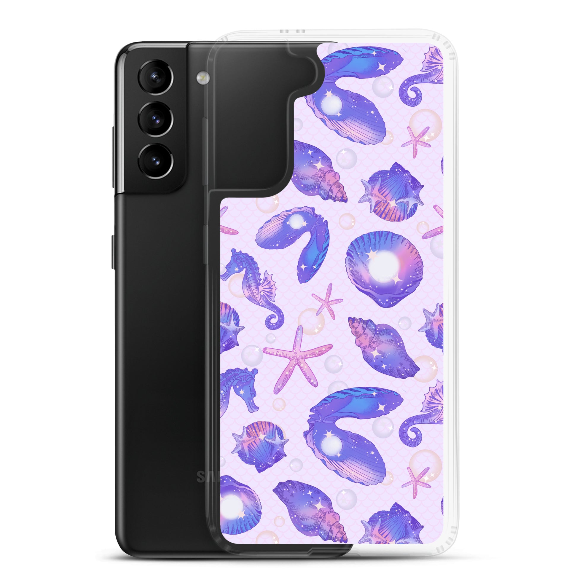 Protect your phone with the Sea Princess Samsung® Clear Case, featuring a stunning seashell design and flexible sides.