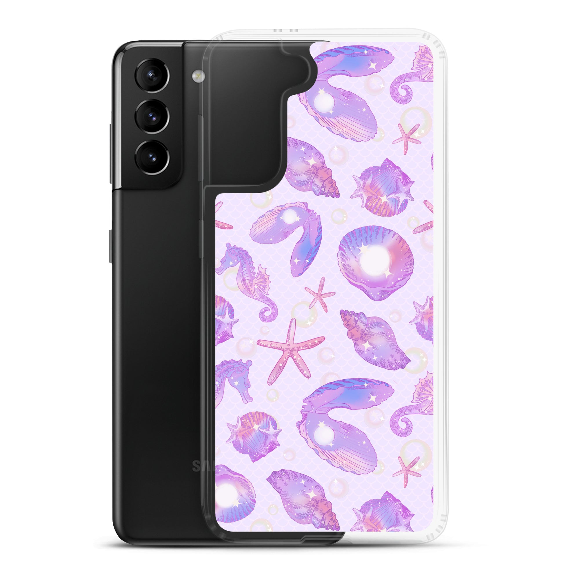 Protect your phone in style with the Sea Princess Samsung® Clear Case, featuring vibrant seashell and star designs.