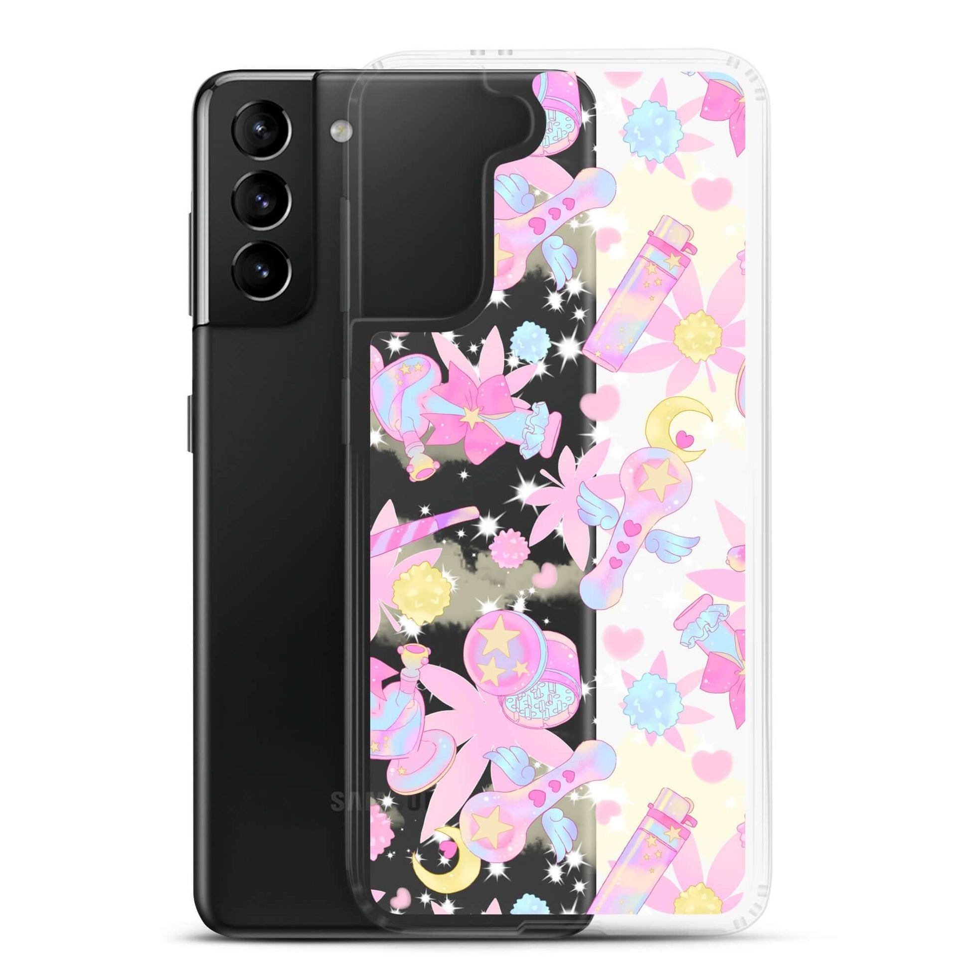 Stylish Indica Magica Samsung® Clear Case featuring colorful kawaii designs, perfect for protection and aesthetics.