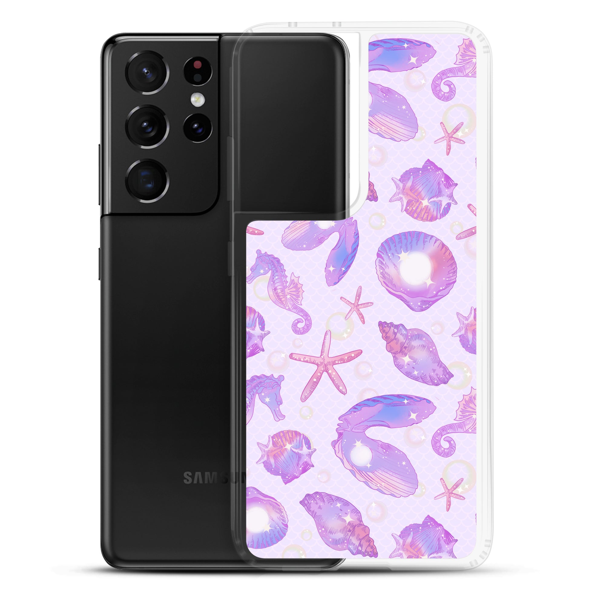 Protect your phone with the Sea Princess Samsung® Clear Case, featuring a vibrant seashell design for stylish sparkle.
