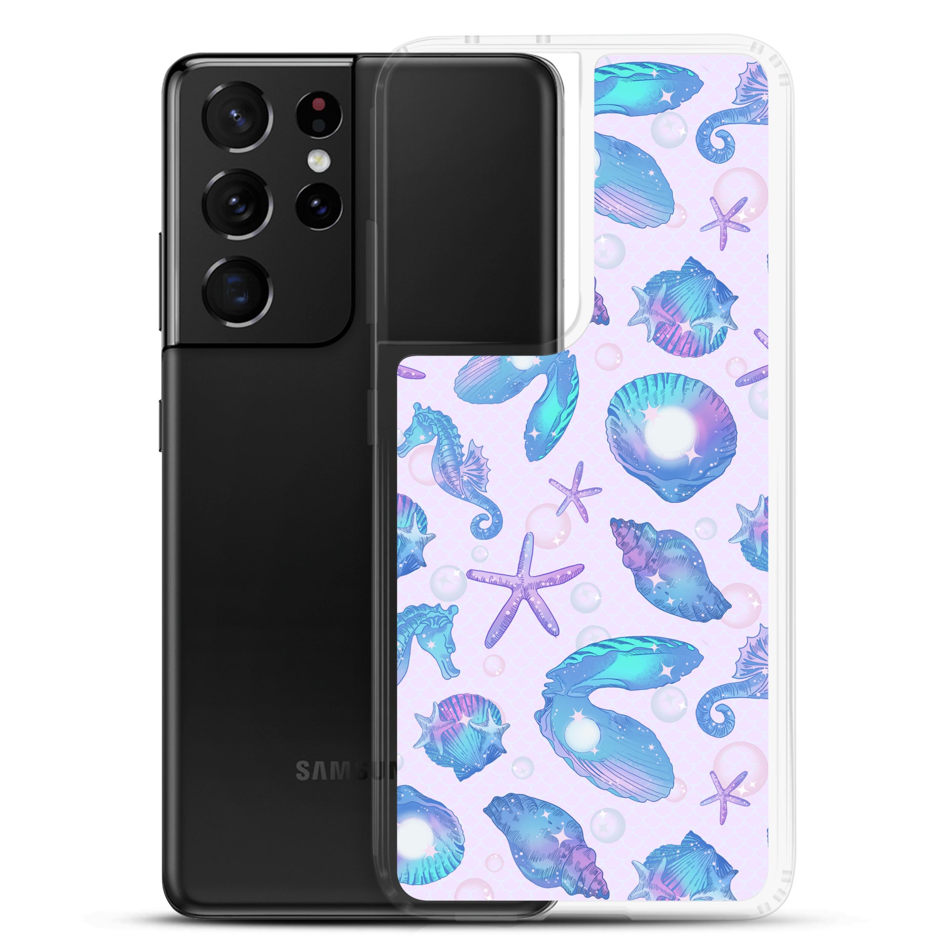 Showcase your style with the Sea Princess Samsung® Clear Case, featuring vibrant seashells and star designs for ultimate protection.