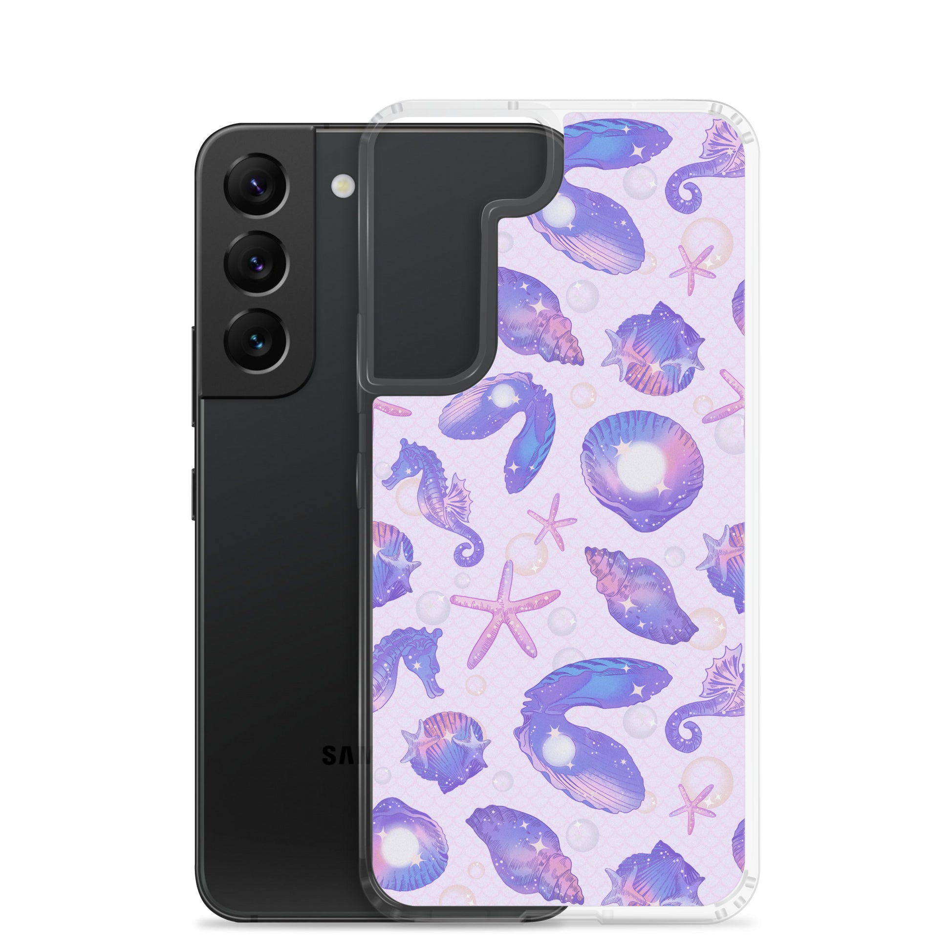 Showcase your style with the Sea Princess Samsung® Clear Case, featuring vibrant seashells and stellar designs.