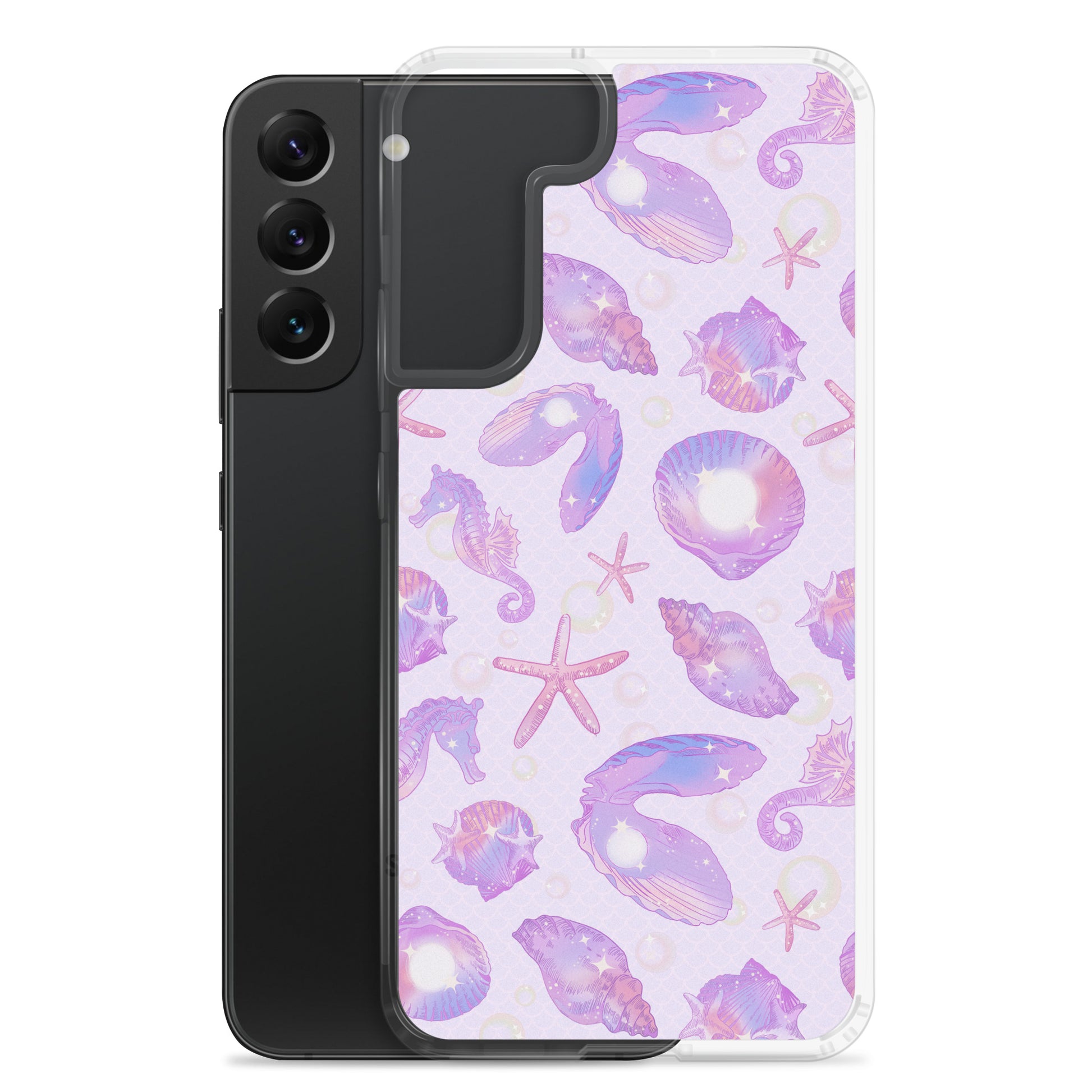 Sparkle in style with the Sea Princess Samsung® Clear Case, featuring seashells and stars for ultimate protection.