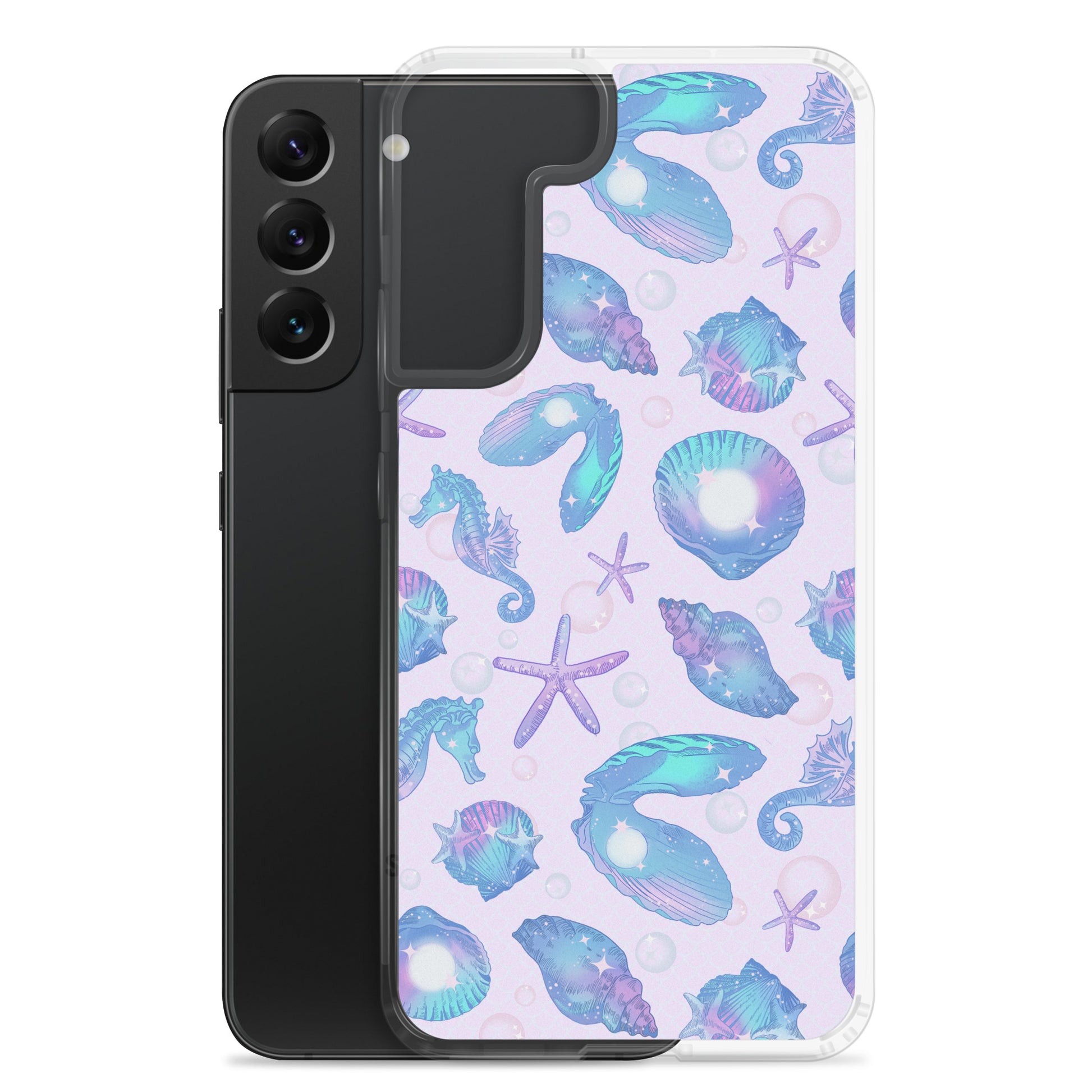 Protect your phone with the Sea Princess Samsung® Clear Case, featuring a vibrant seashell design and flexible sides.