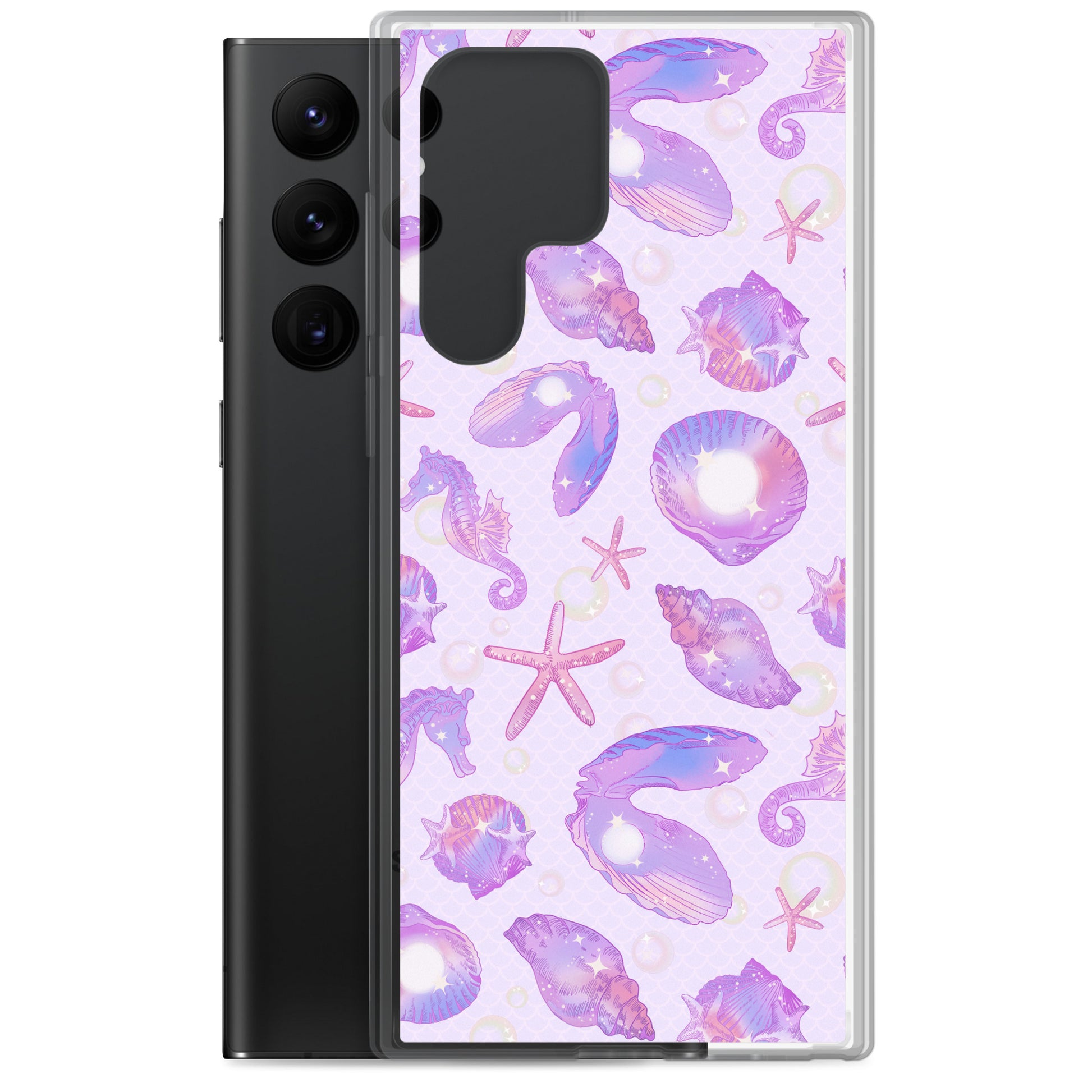 Protect your phone with the Sea Princess Samsung® Clear Case, featuring a beautiful seashell design and flexible sides.