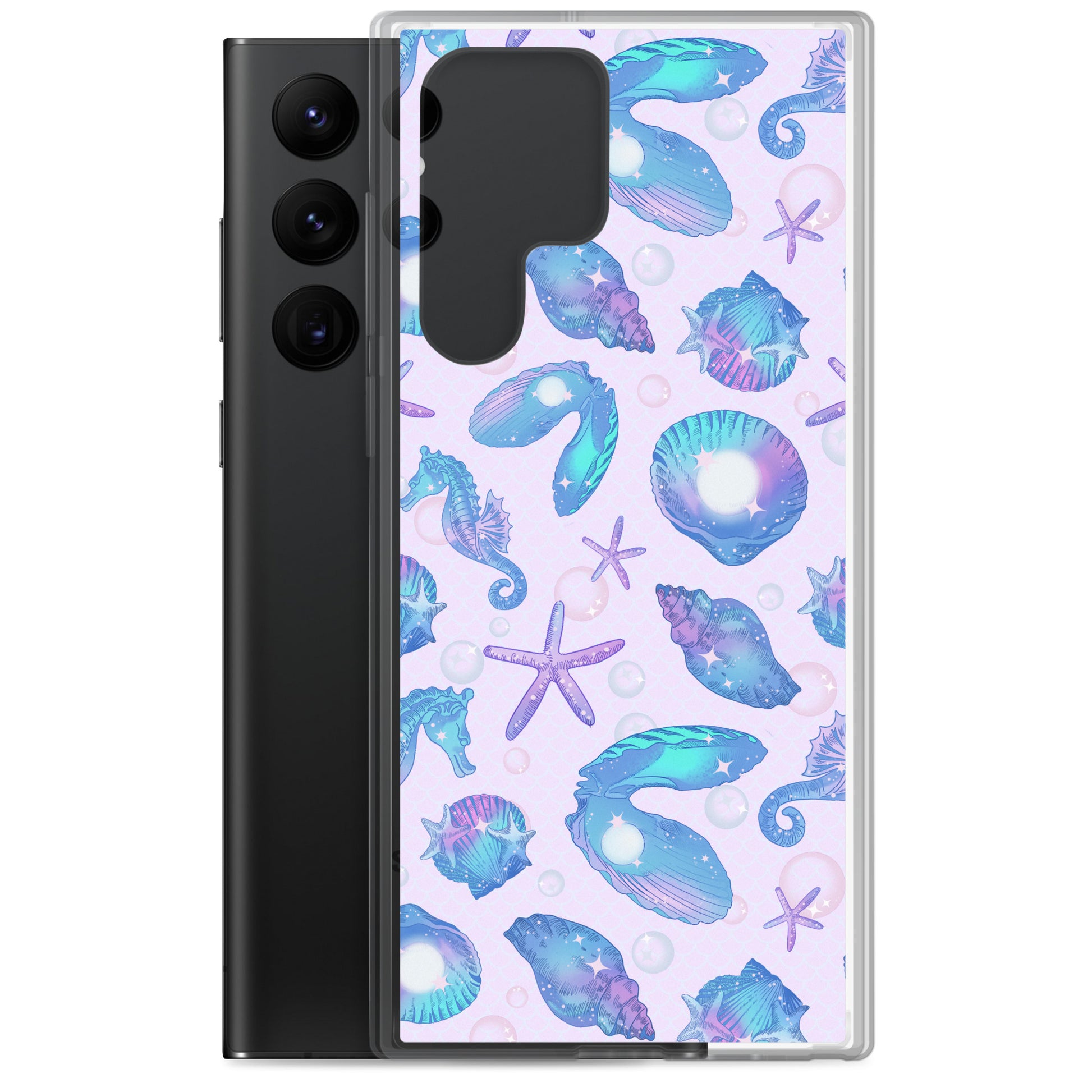 Showcase your style with the Sea Princess Samsung® Clear Case, featuring seashells and sparkles for ultimate protection.
