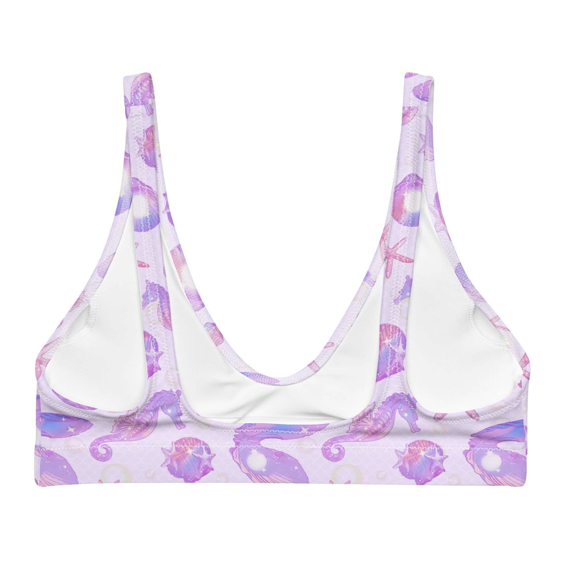 Stylish Sea Princess Padded Bikini Top with unique shell print, perfect for summer fun and versatile styling.