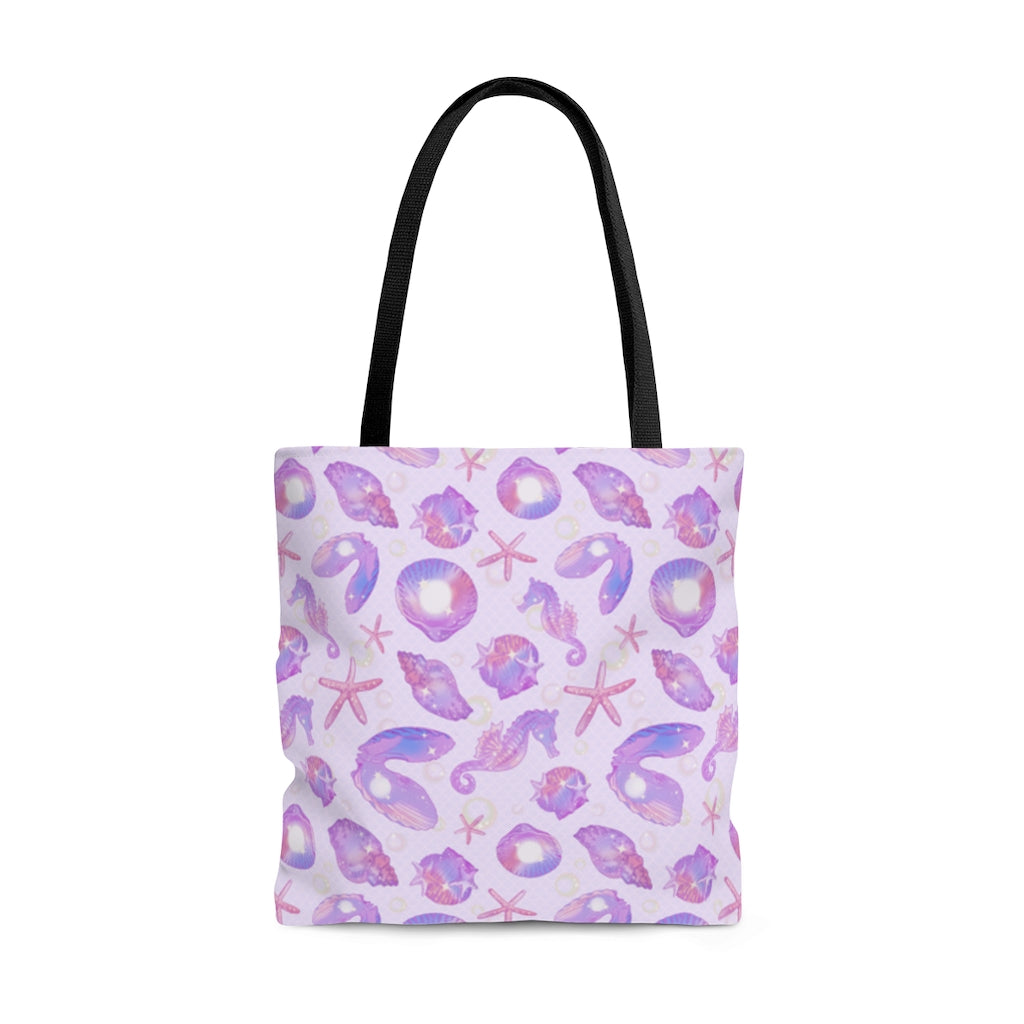 The Sea Princess Tote Bag (Pink) features a vibrant ocean-inspired design, perfect for beach days or travel.