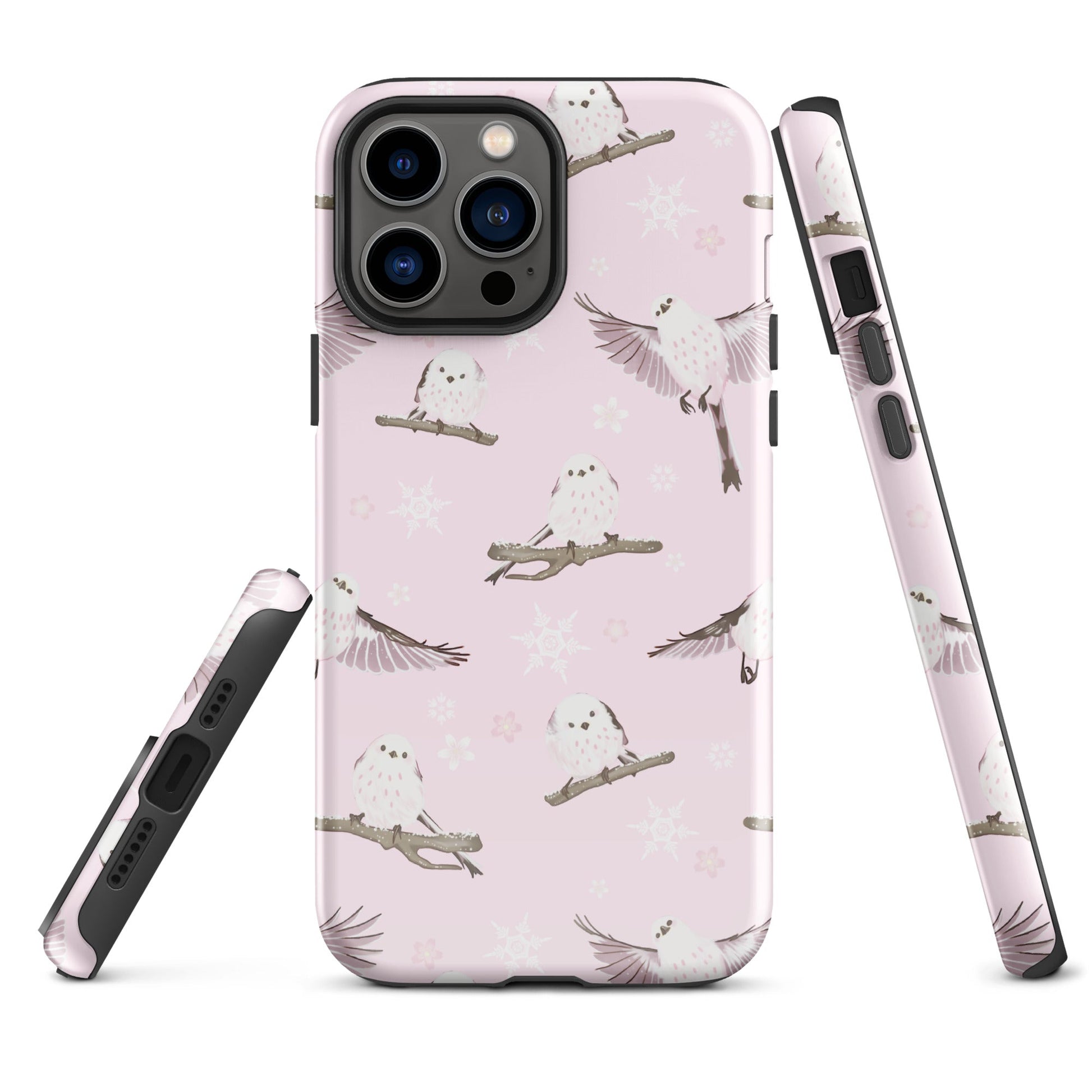 Stylish Snow Bird iPhone® Tough Case featuring durable design and adorable bird patterns for year-round protection.