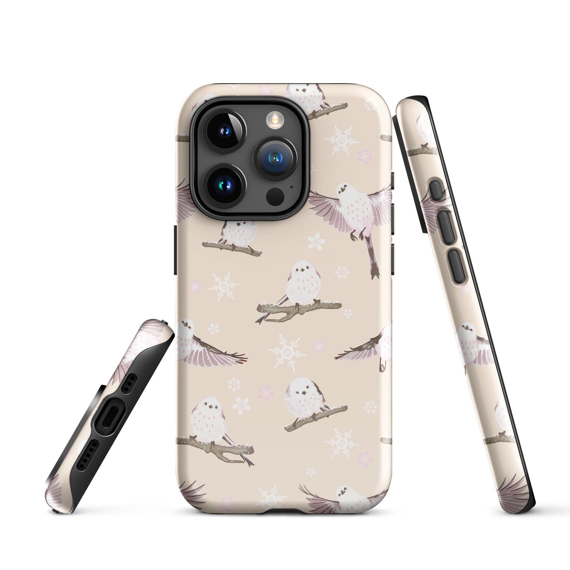 Stylish Snow Bird iPhone® Tough Case features impact-resistant polycarbonate and TPU lining for ultimate protection.