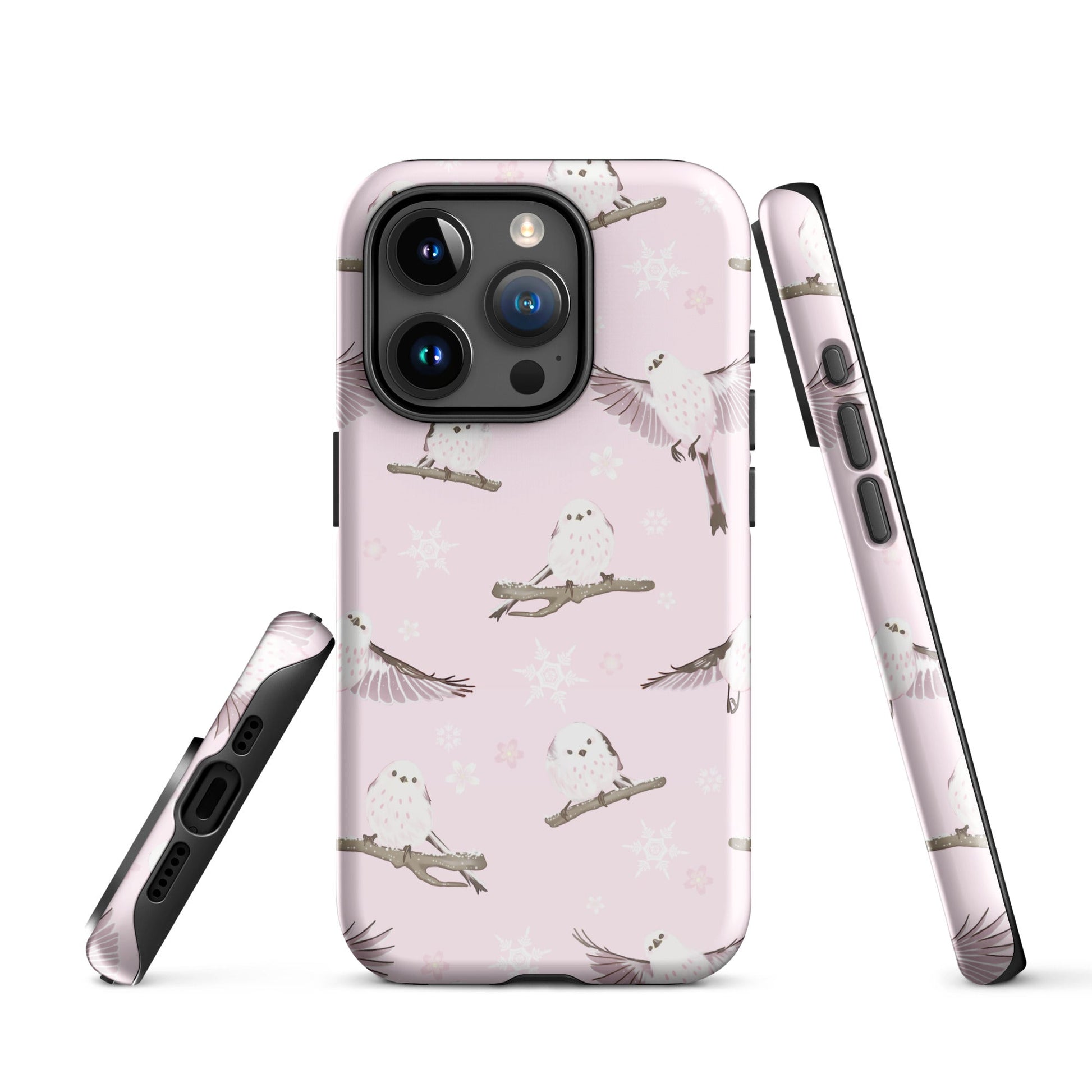 Stylish Snow Bird iPhone® Tough Case featuring a durable design and whimsical bird patterns for year-round protection.