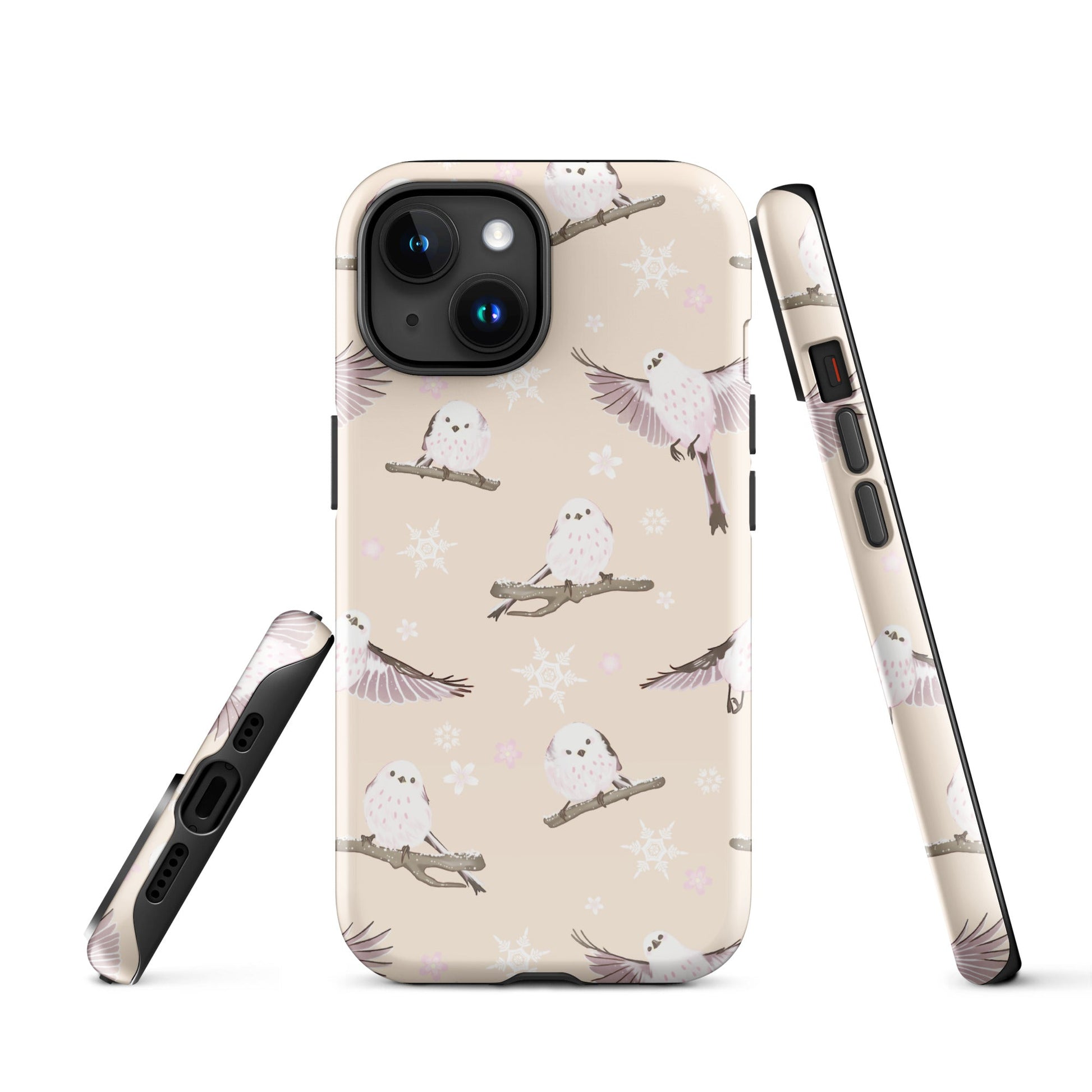 Stylish Snow Bird iPhone® Tough Case featuring durable dual-layer design for maximum protection and fashion.