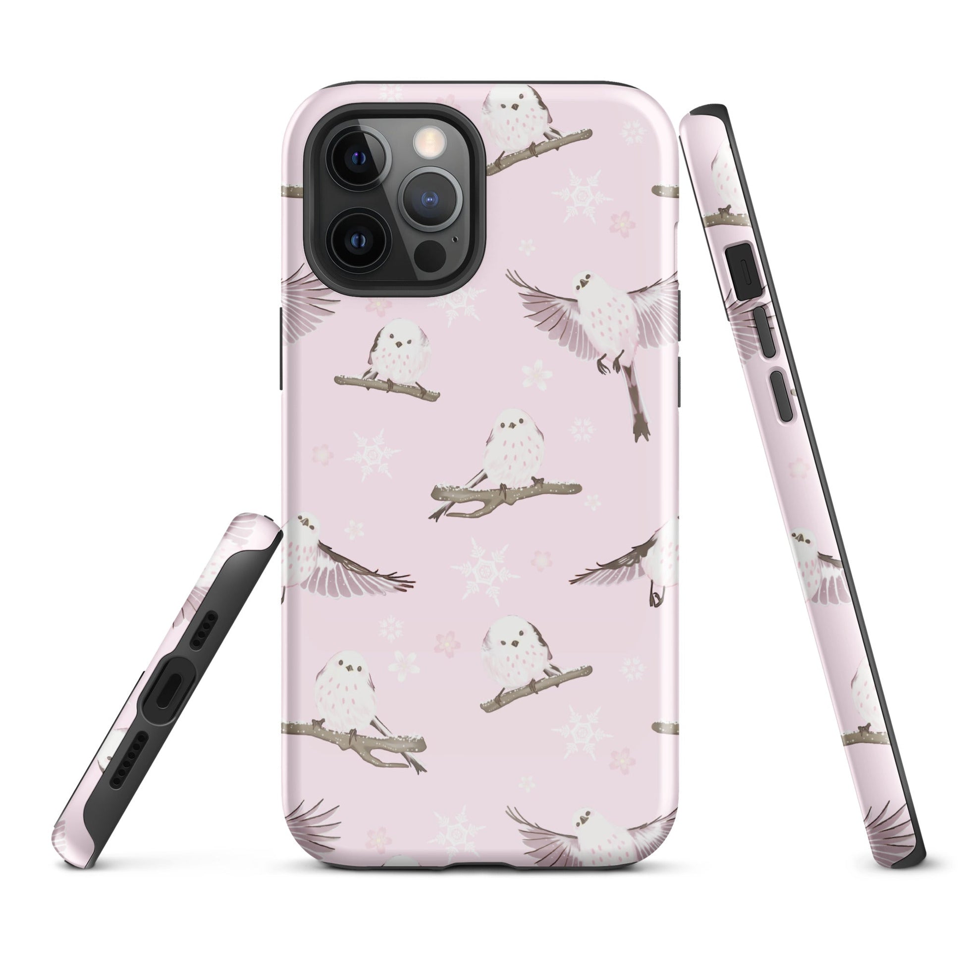 Stylish Snow Bird iPhone® Tough Case featuring a durable design for protection and a chic winter theme.
