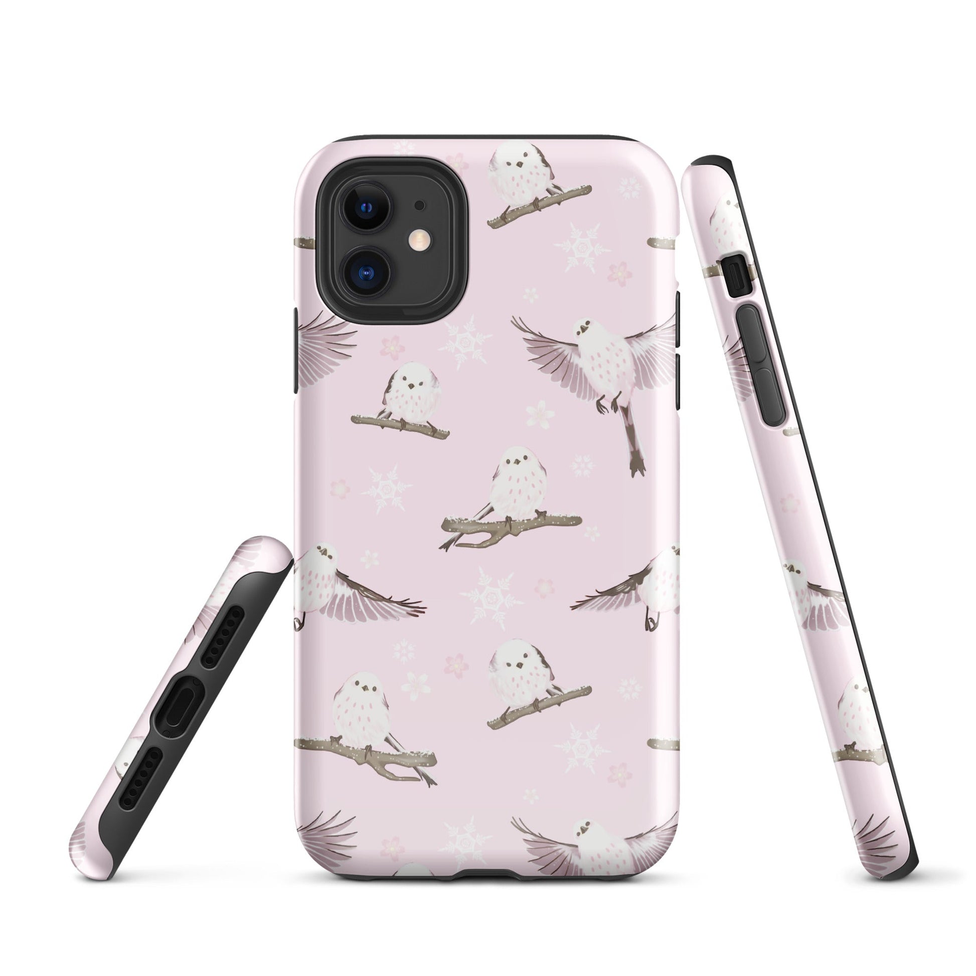Snow Bird iPhone® Tough Case features an impact-resistant design with a charming bird pattern for stylish protection.