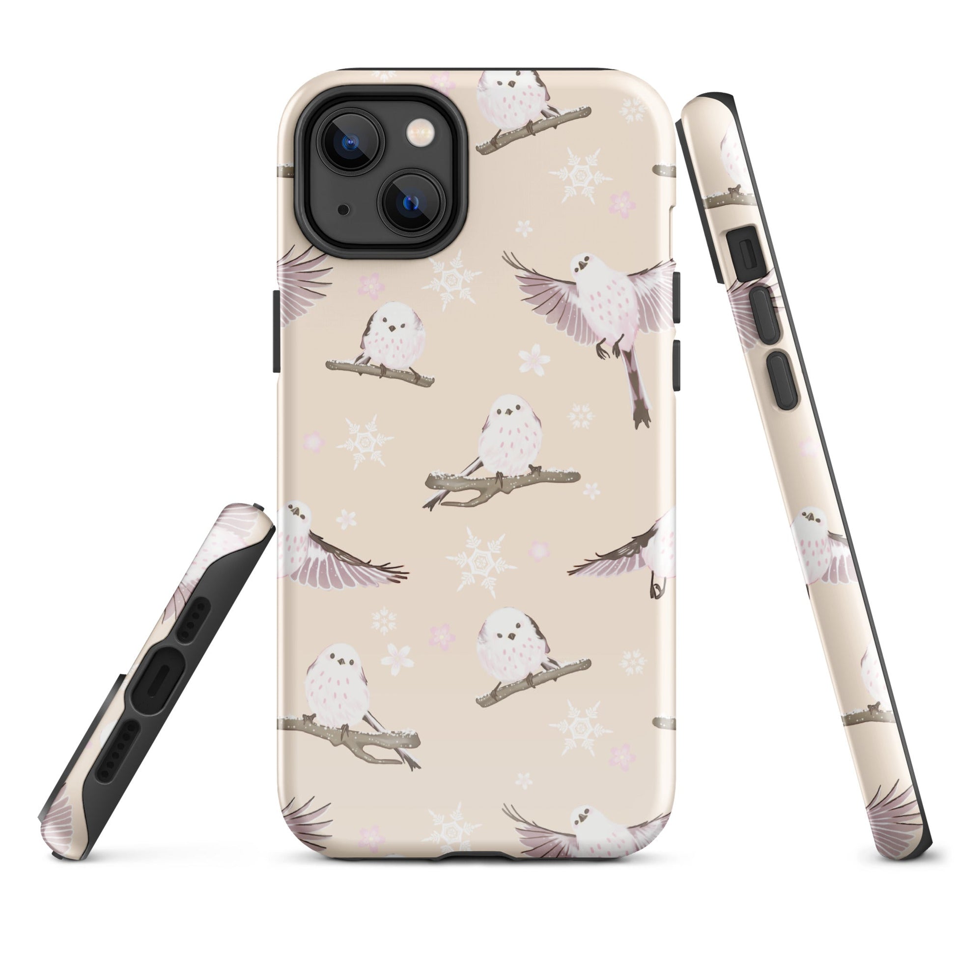 Stylish Snow Bird iPhone® Tough Case with durable dual-layer protection and charming bird design for year-round safety.