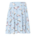 Charming Snow Bird Skater Skirt in soft pastels, perfect for winter styling with an adorable bird print.