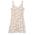 Stylish Snow Bird Skater Dress featuring a pastel print, perfect for winter celebrations and everyday wear.