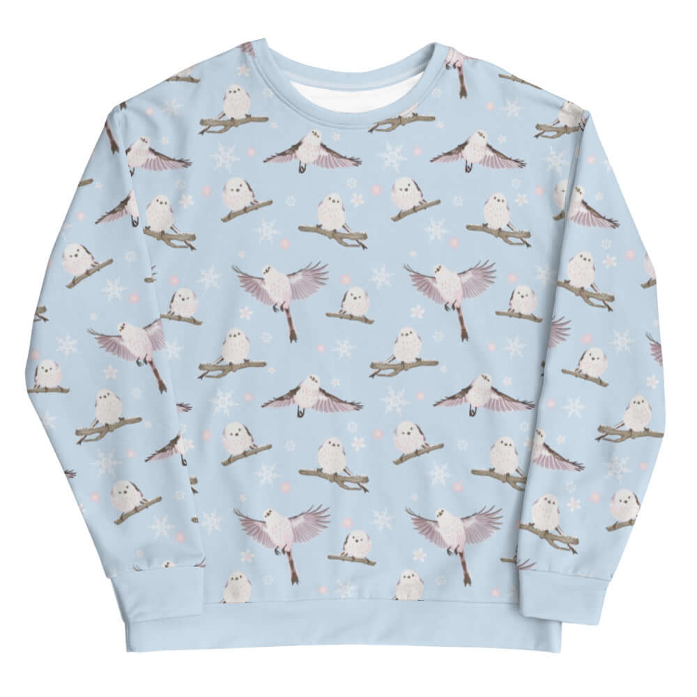 Cozy up in the Snow Bird Sweatshirt, featuring adorable birds and a soft, cotton-feel fabric, perfect for winter.