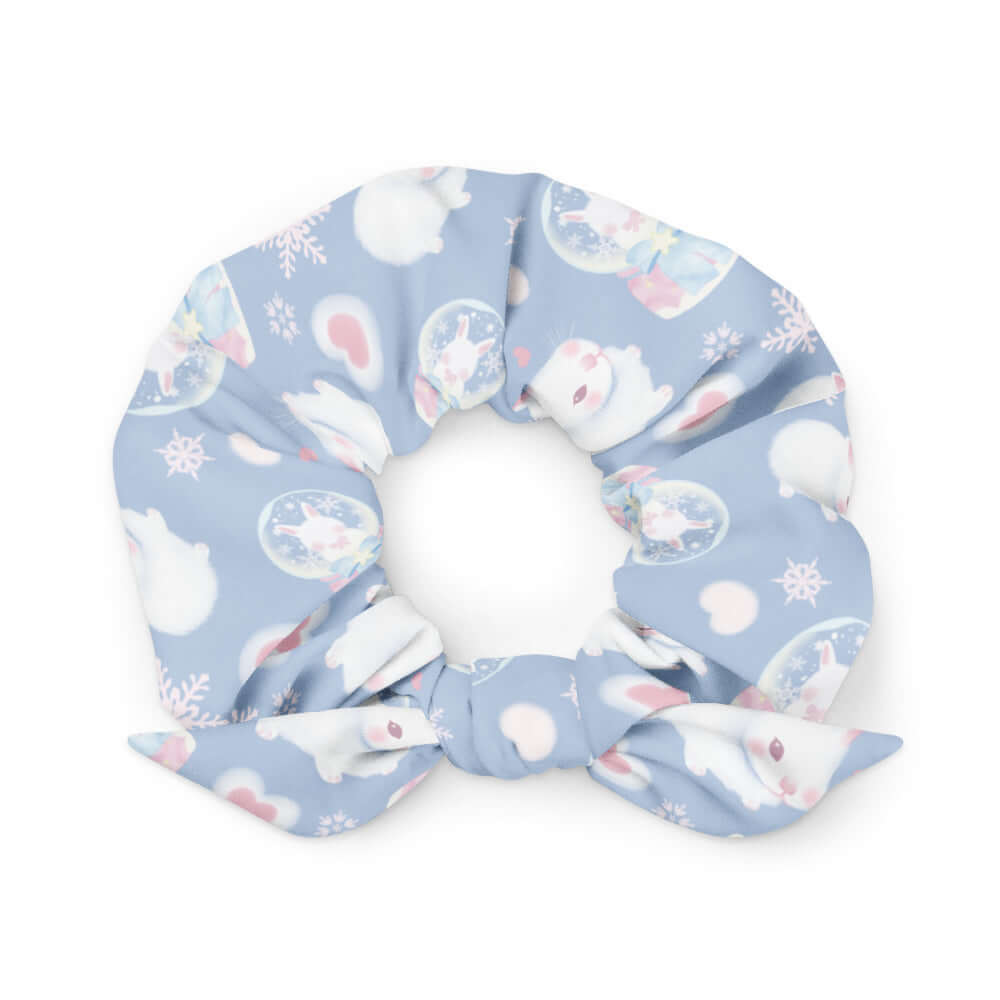 Snow Bunny Scrunchie featuring adorable bunnies, perfect for adding charm to any pastel outfit.