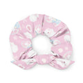 Charming Snow Bunny Scrunchie featuring playful bunnies, perfect for adding a cute touch to any pastel outfit.