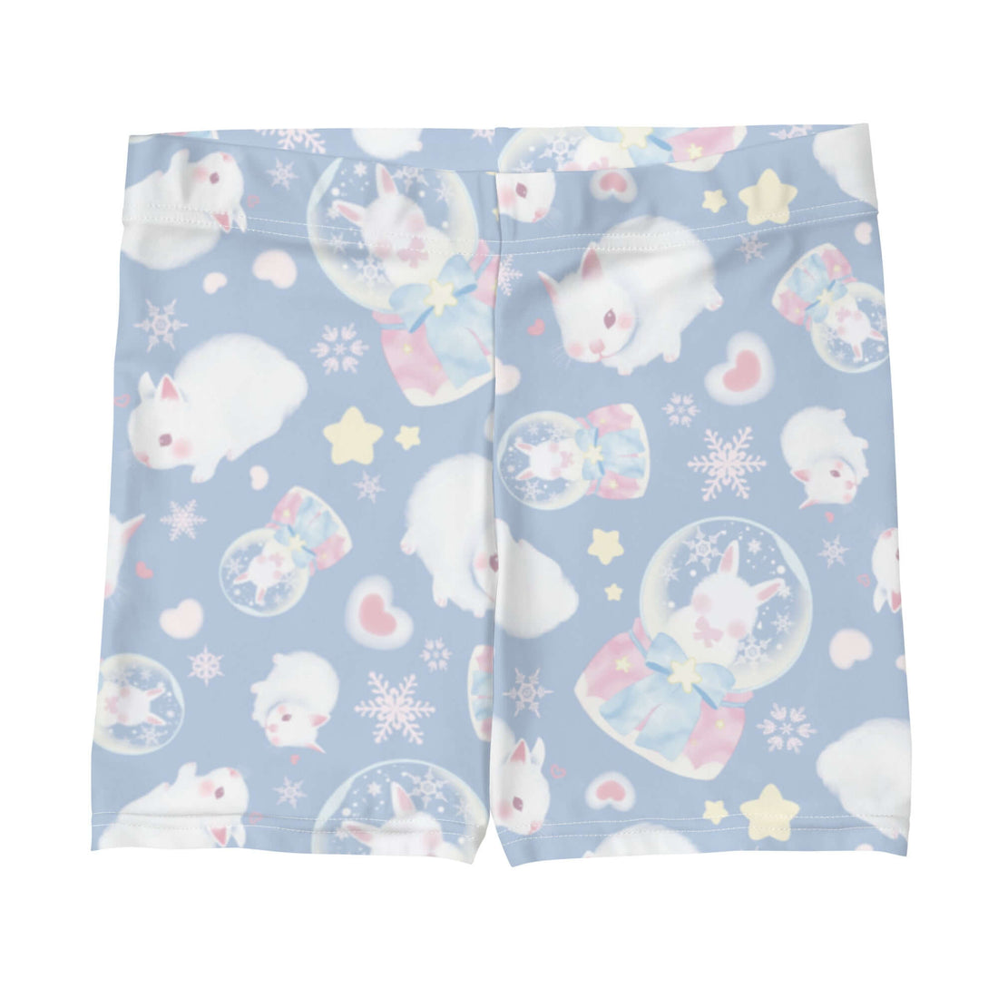 Cozy and cute Snow Bunny Shorts featuring fluffy bunnies, perfect for workouts or lounging in style.