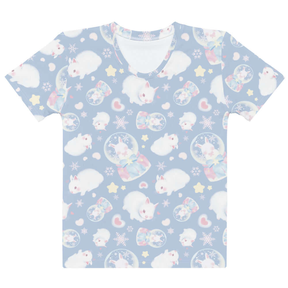 Snow Bunny T-shirt featuring a whimsical design, perfect for lounging, workouts, or cozy nights. Soft and durable fabric.