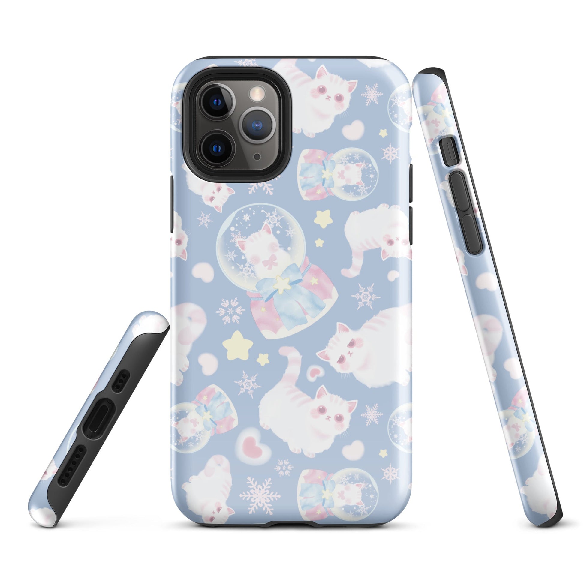 Stylish Snow Kitten iPhone® Tough Case featuring a cute design, durable polycarbonate, and TPU for maximum protection.