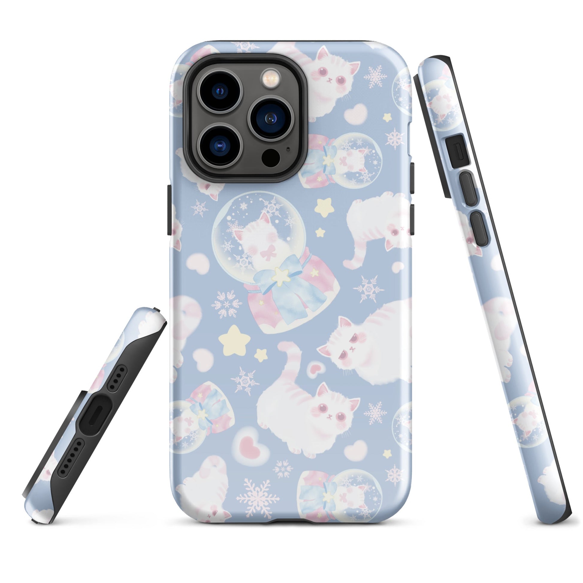 Stylish Snow Kitten iPhone® Tough Case features a durable design with a whimsical cat pattern for year-round protection.