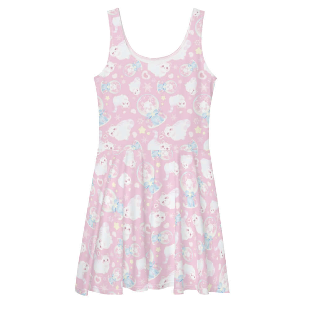 Fluffy kittens adorn the playful Snow Kitten Skater Dress, perfect for a fun and girly wardrobe upgrade.