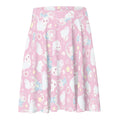 Cute Snow Kitten Skater Skirt featuring playful kittens on a pastel pink background, perfect for any outfit!