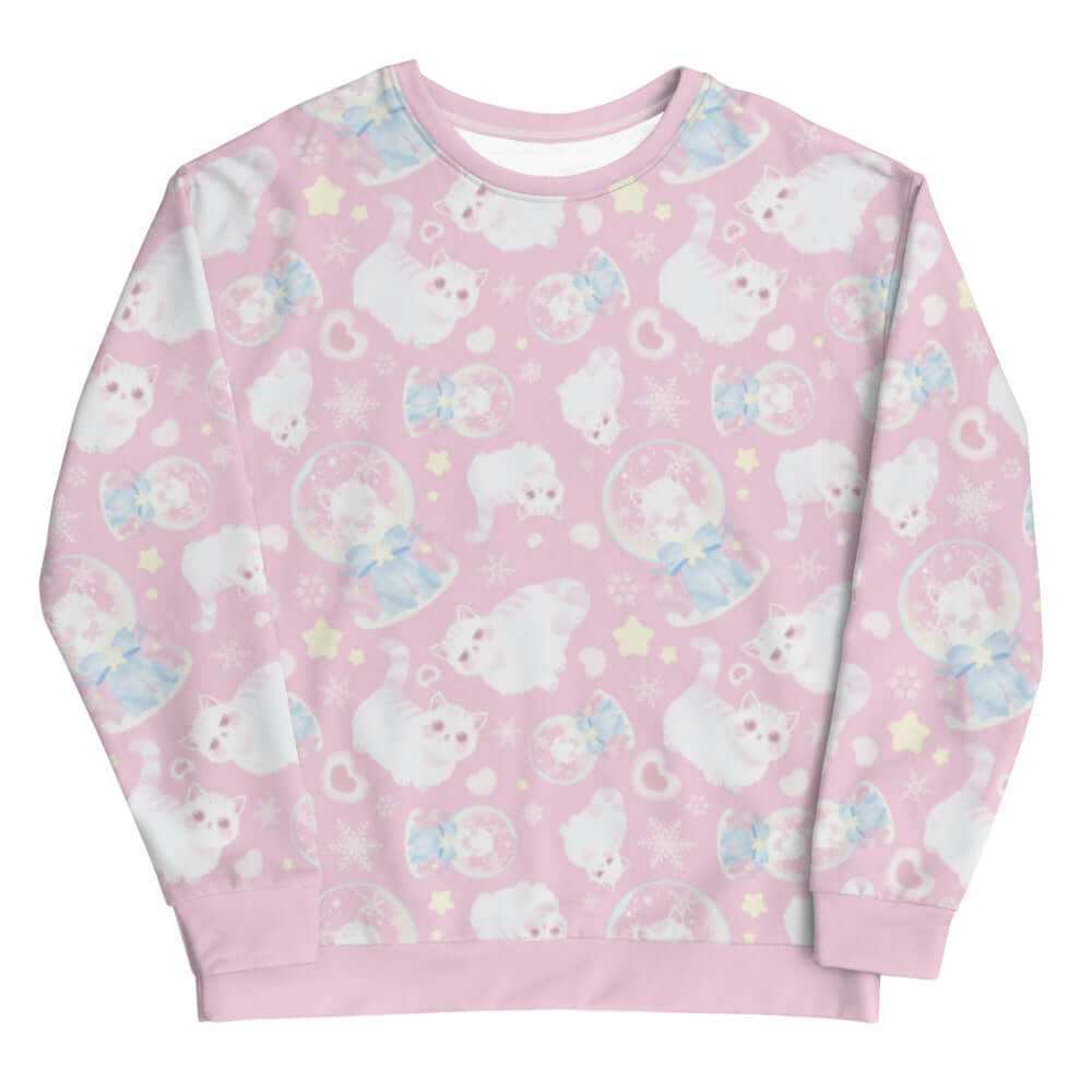 Cozy Snow Kitten Sweatshirt featuring adorable kittens, perfect for a pastel outfit or casual wear. Embrace the cuteness!