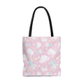 Cute Snow Kitten Tote Bag (Pink) features playful kittens, perfect for pastel outfits and everyday use.