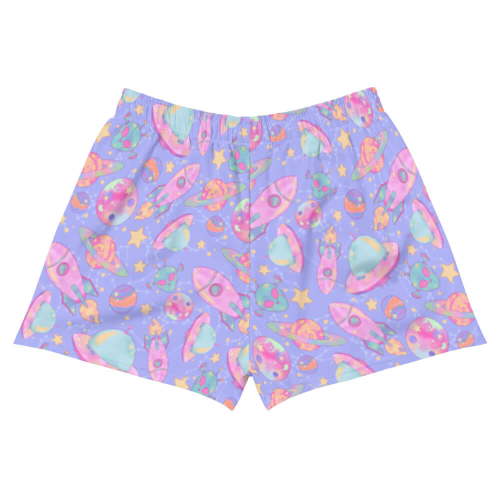 Colorful Space Athletic Short Shorts featuring fun space-themed graphics, perfect for comfort and style.