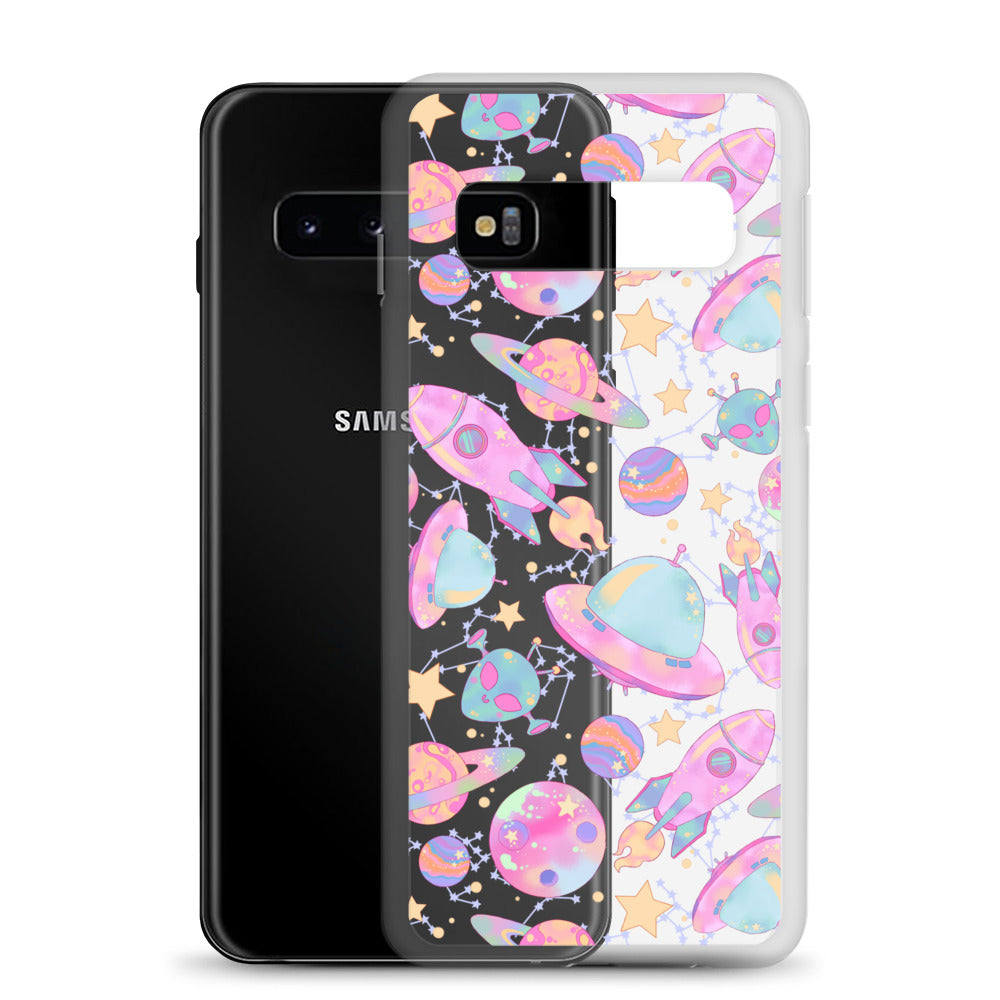 Sleek Space Samsung® Clear Case featuring colorful space prints, protecting your phone in style and functionality.