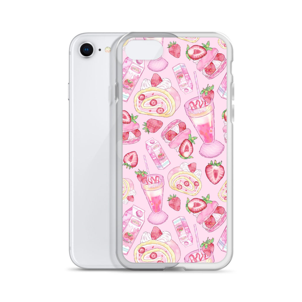 Colorful Strawberry iPhone® Clear Case features sweet dessert designs, perfect for style and protection.