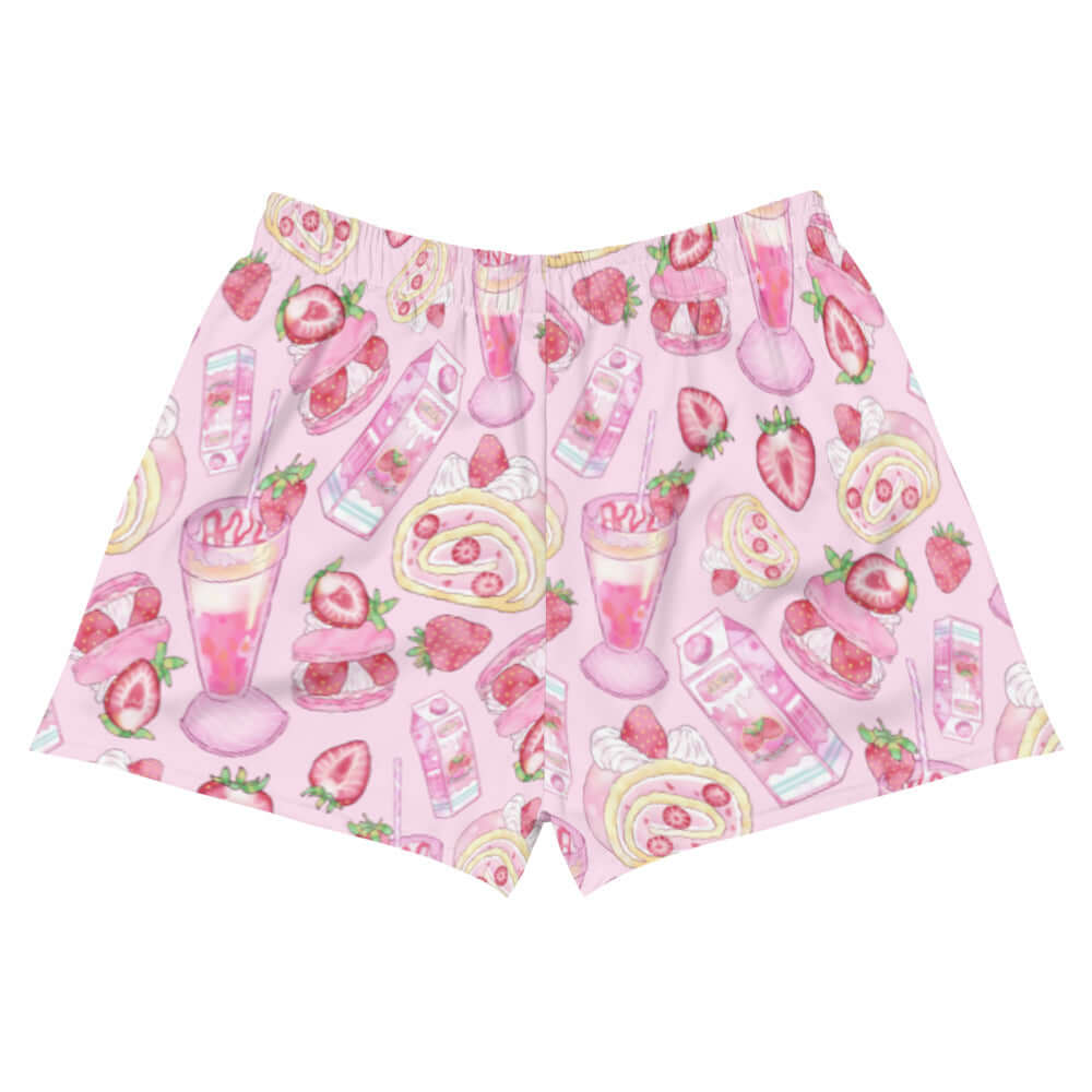 Stylish Strawberry Athletic Short Shorts with fun print, perfect for workouts and casual wear. Comfy with pockets!